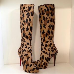 Christian louboutin pony hair heel boots